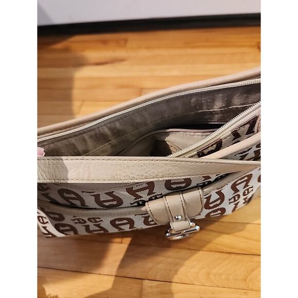 Vintage Etienne Aigner Shoulder Bag Purse Signature Logo Leather Trim Beige Tan - Picture 9 of 9